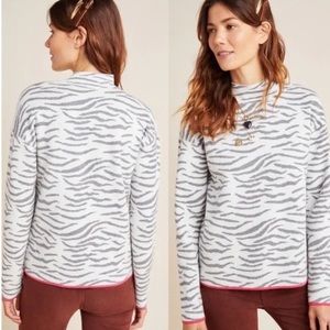Anthropolpgie Lizzie Mock Neck Zebra Print Sweater Size Medium